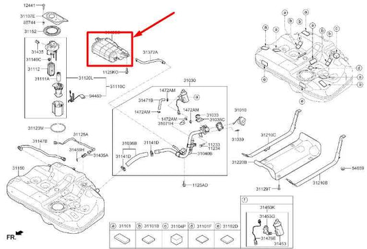 15-19 Hyundai Sonata 2.4L Fuel Vapor Evaporator Emission Canister 31420-C2500 - Alshned Auto Parts