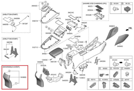 19-24 Kia Forte LXS RR Center Console Back Panel Trim w/o Air Vent 84640-M7000WK - Alshned Auto Parts