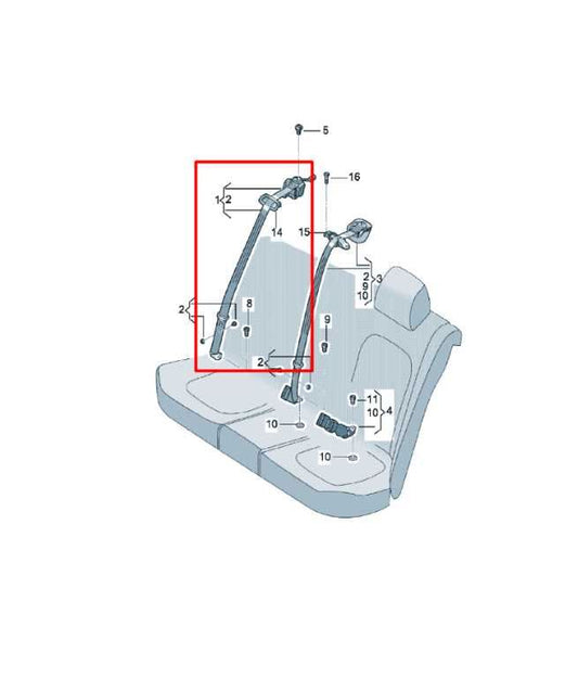 2011-18 Volkswagen Jetta Sport Rear Driver Left Side 2nd Row Seat Belt Retractor - Alshned Auto Parts