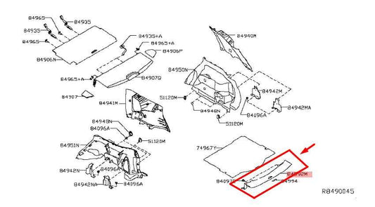 2014-2020 Nissan Rogue SV Rear Trunk Luggage Trim Scuff Plate 84992-4BA0A OEM - Alshned Auto Parts