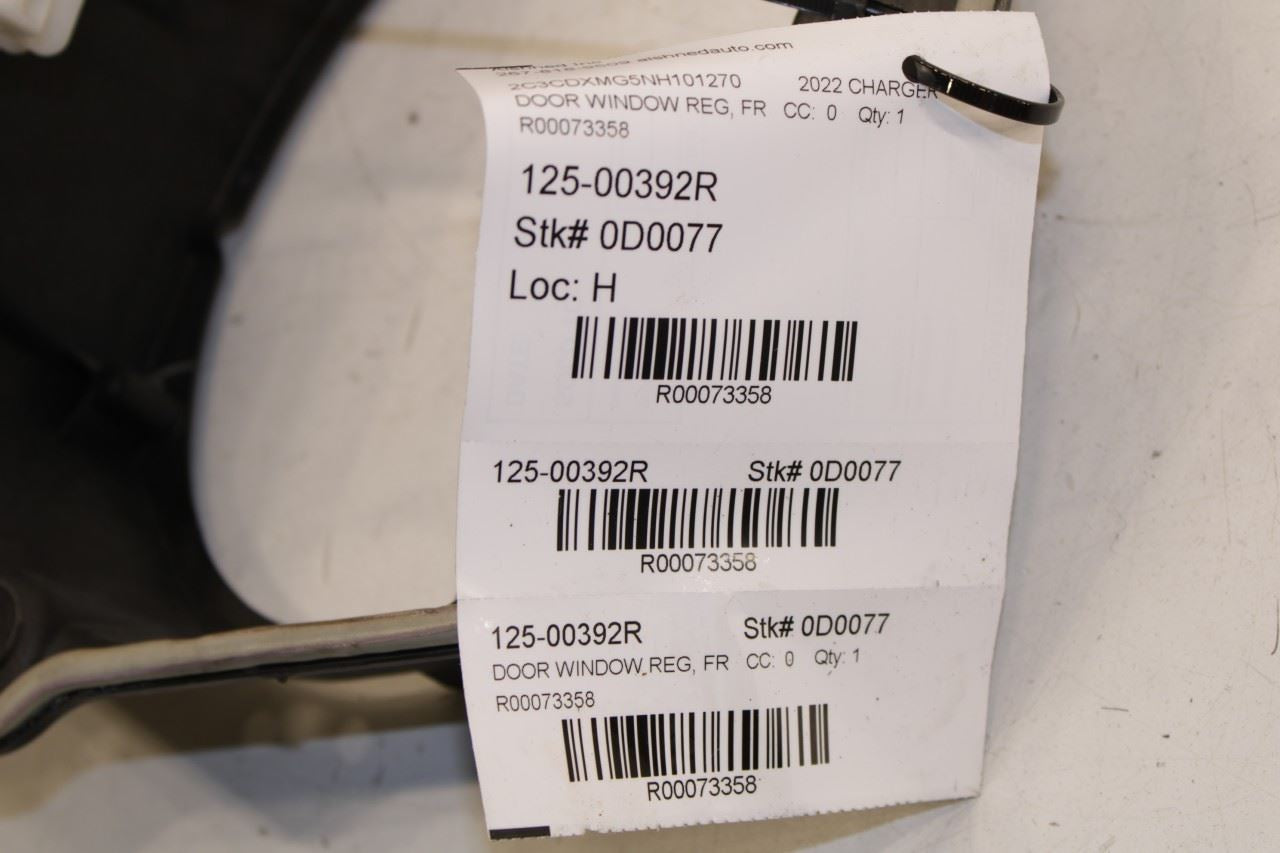 2011-23 Dodge Charger GT AWD Front Right Door Window Regulator w/ Carrier Plate - Alshned Auto Parts