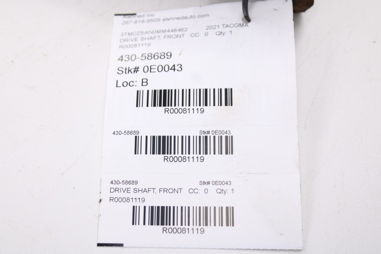 2015-23 Toyota Tacoma SR5 4WD Double Cab Front Drive Propeller Shaft 37140-0407213