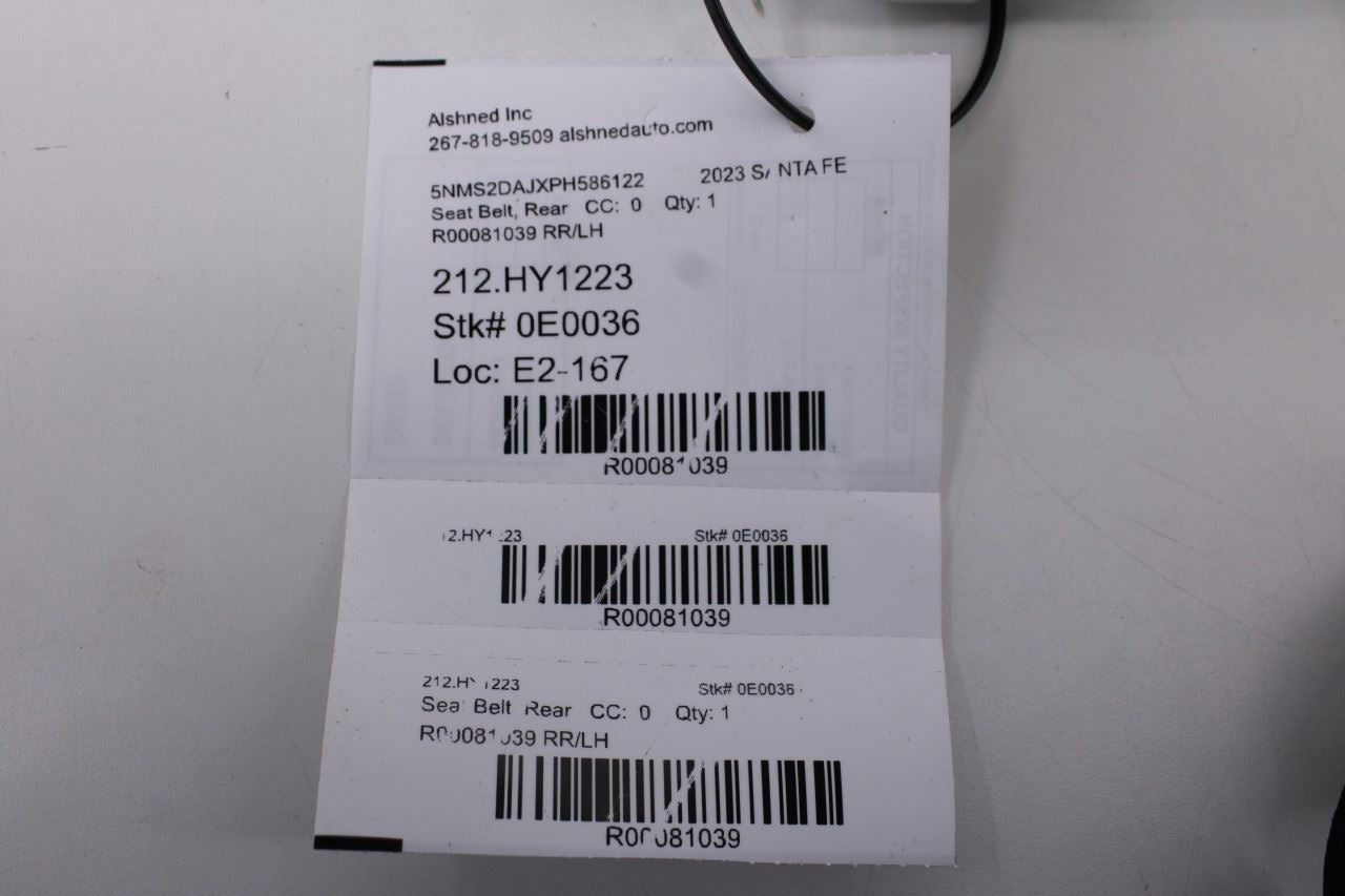 2019-23 Hyundai Santa Fe SEL 2.5L AWD Rear Left Side 2nd Row Seat Belt Retractor - Alshned Auto Parts