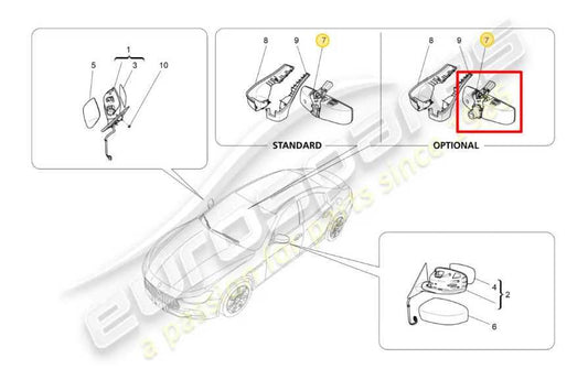 2014-2016 Maserati Ghibli S Q4 3.0L AWD Interior Rear View Mirror 675000543 OEM - Alshned Auto Parts