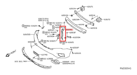 2013-20 Nissan Pathfinder SV 3.5L AWD Front Bumper Stay Retainer Support Bracket - Alshned Auto Parts