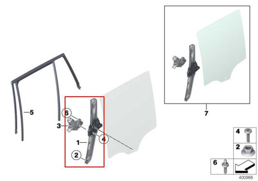 2011-2017 BMW X3 xDrive28i Rear Left Door Window Regulator w/ Motor 51357355639 - Alshned Auto Parts