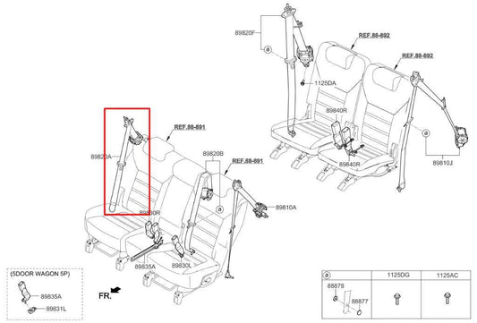 15-20 Kia Sorento EX 3.3L Rear Passenger Right Side 2nd Row Seat Belt Retractor - Alshned Auto Parts