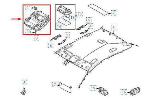 2020-23 Hyundai Sonata SE Roof Overhead Console Dome Light Lamp 92800-L0000-NVC - Alshned Auto Parts