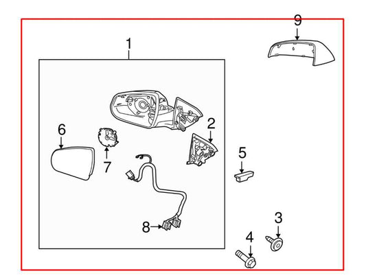 2010-15 Cadillac SRX Luxury 3.0L Driver Left Side Rear View Mirror 20862679 OEM - Alshned Auto Parts
