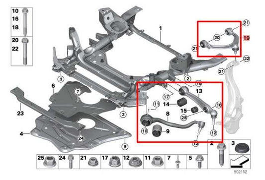 2014-18 BMW X5 xDrive35i AWD Front RH Suspension Upper and Lower Control Arm Set - Alshned Auto Parts
