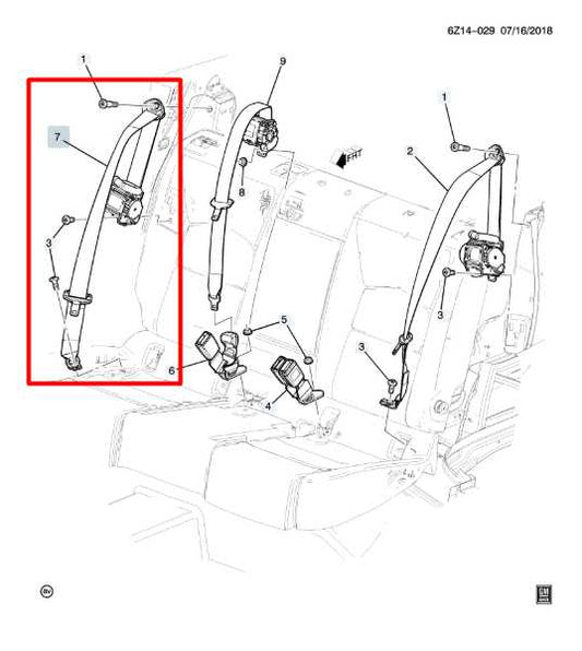 2024-2025 Cadillac XT4 Premium Rear RH 2nd Row Seat Belt Retractor 42816736 OEM - Alshned Auto Parts