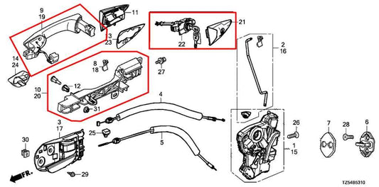 2014-20 Acura MDX w/ Technology Pkg Front Driver Left Side Door Exterior Handle - Alshned Auto Parts