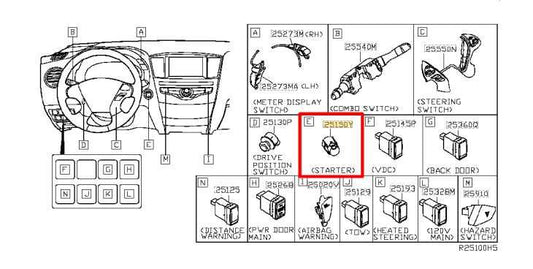 13-20 Nissan Pathfinder Engine Start Stop Ignition Switch Button 28590-3JA0A OEM - Alshned Auto Parts
