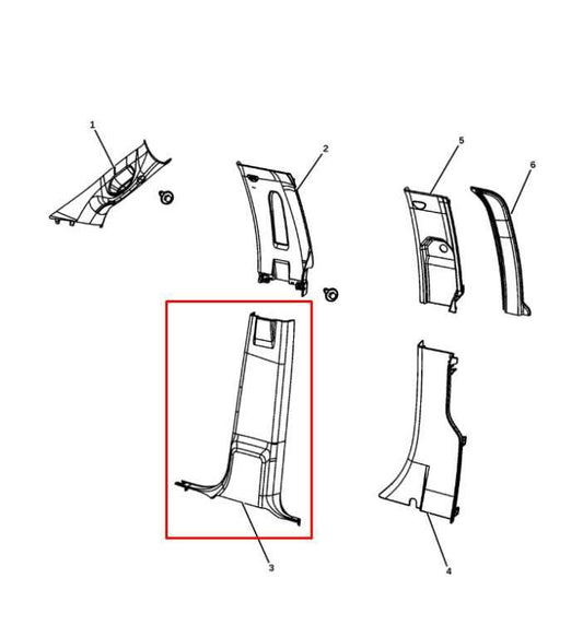 2013-2018 RAM 1500 Big Horn Right and Left Side Center B-Pillar Lower Trim Cover - Alshned Auto Parts