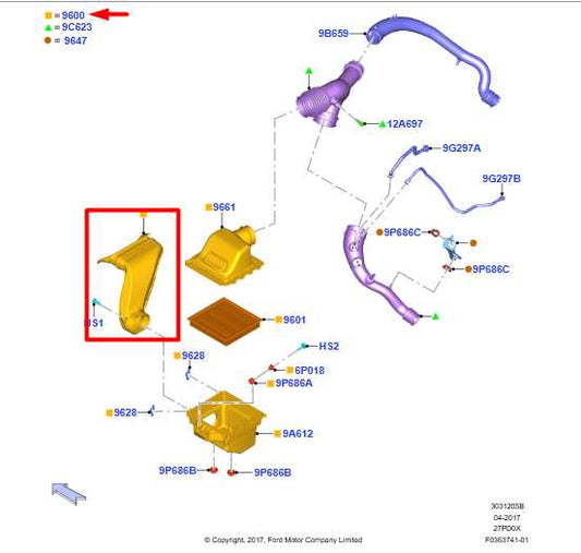 2015-2020 Ford F150 XL 2.7L Air Intake Cleaner Inlet Duct FL34-9A675-BD OEM - Alshned Auto Parts