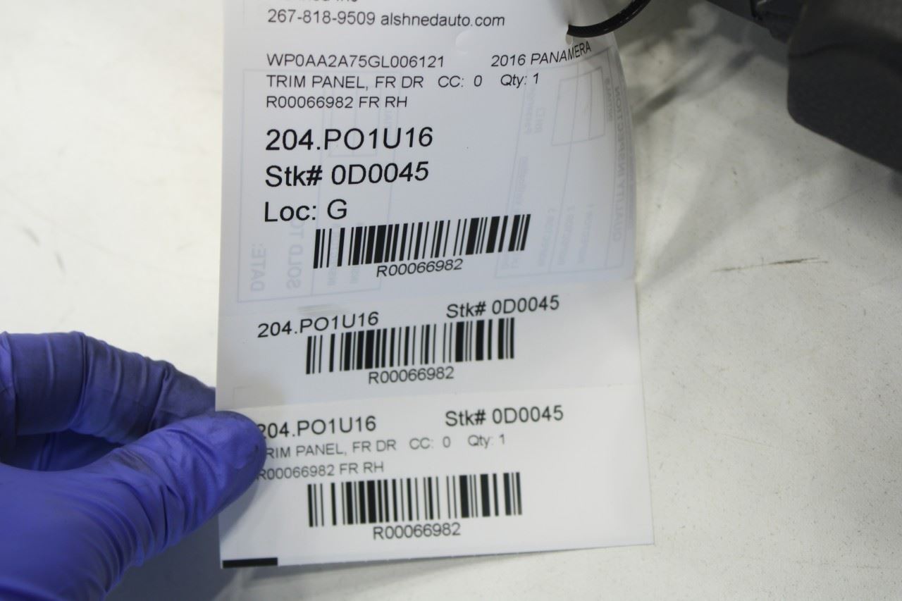 2013-16 Porsche Panamera 4 Front Right Passenger Door Trim Panel 970555912067P8 - Alshned Auto Parts