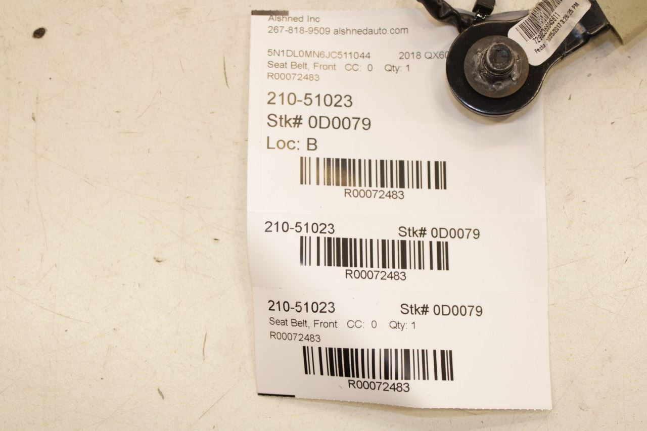 16-20 Infiniti QX60 3.5L FWD Front Driver Left Side Seat Belt Buckle 86842-9NF8A - Alshned Auto Parts