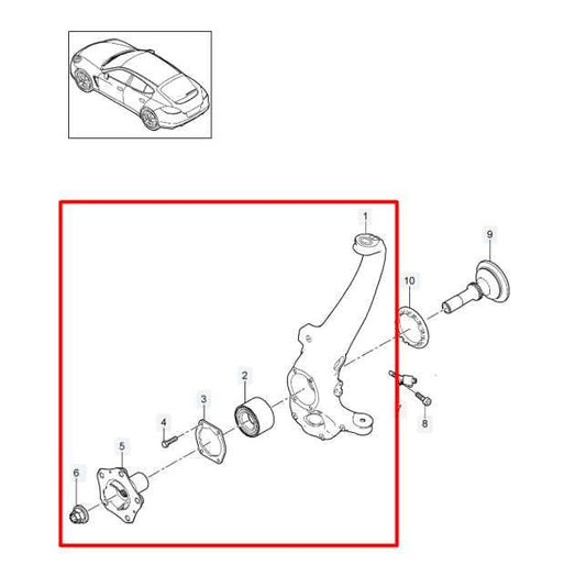 10-16 Porsche Panamera 4 3.6L AWD Front Passenger Right Side Spindle Knuckle Hub - Alshned Auto Parts