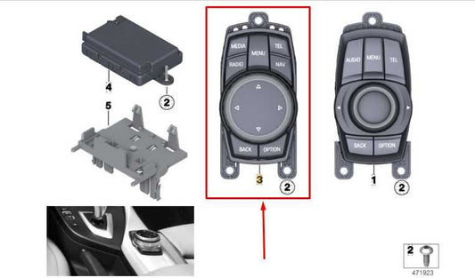 15-16 BMW 435I Console Mounted Navigation Radio Menu Control w/ Trim 65829350723 - Alshned Auto Parts