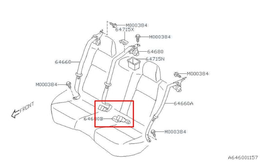 15-21 Subaru WRX Premium Rear Center Driver LH Side 2nd Row Seat Belt Buckle Set - Alshned Auto Parts
