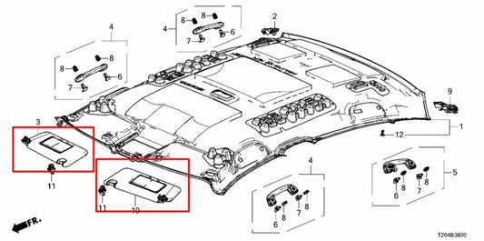 2022-26 Honda Civic Sport 2.0L Front Right and Left Side Sun Visor Set w/ Mirror - Alshned Auto Parts