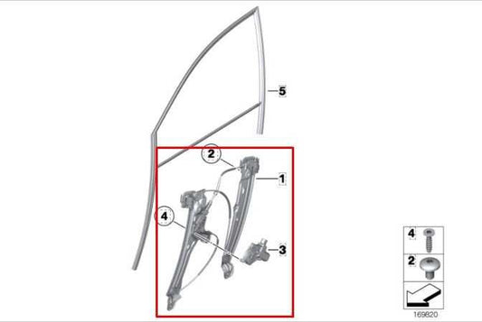 10-15 BMW 750I xDrive Front Left Side Door Window Regulator w/ Motor 51337182105 - Alshned Auto Parts