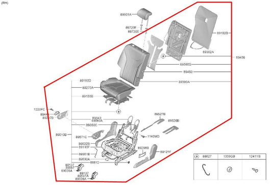 19-23 Hyundai Santa Fe SEL 2.4L Rear Passenger Right Side 2nd Row Seat Complete - Alshned Auto Parts