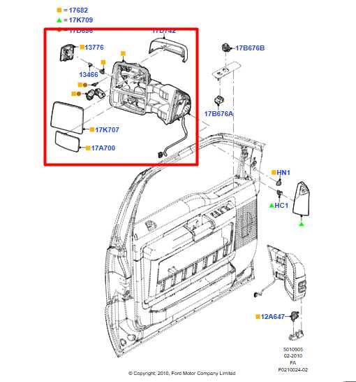 2013-16 Ford F250 Lariat Crew Cab 6.2L Passenger RH Side Rear View Mirror *ReaD* - Alshned Auto Parts