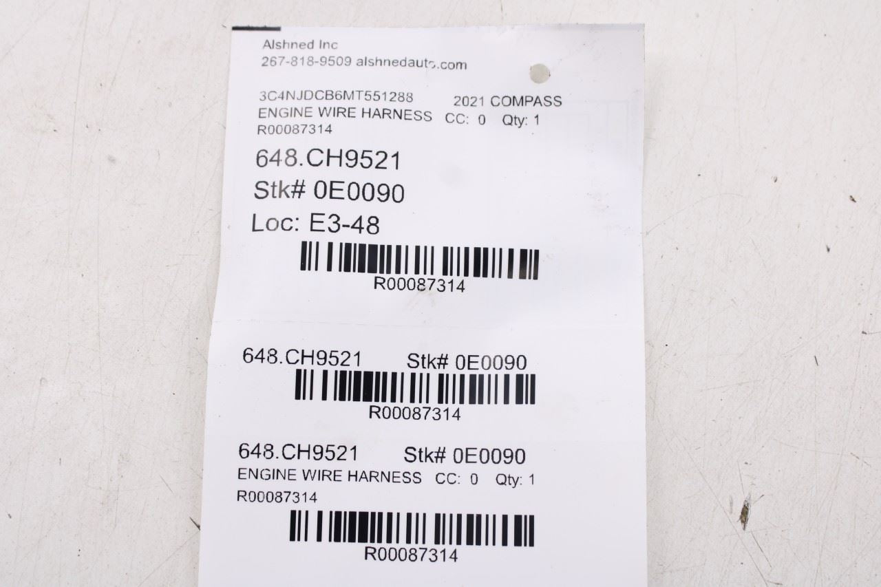 2018-2021 Jeep Compass Limited 2.4L Engine Wire Wiring Harness 68257092AF OEM17
