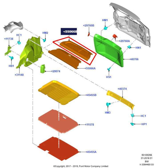 18-22 Ford EcoSport SE 1.0L Rear Trunk Deck Shelf Package Tray Trim Cover Panel - Alshned Auto Parts
