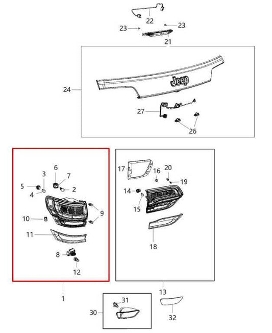 2014-2018 Jeep Grand Cherokee Limited Rear Right Passenger Side Tail Light Lamp - Alshned Auto Parts