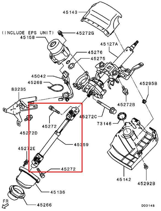 13-25 Mitsubishi Outlander Sport SE 4WD Steering Column Intermediate Lower Shaft - Alshned Auto Parts