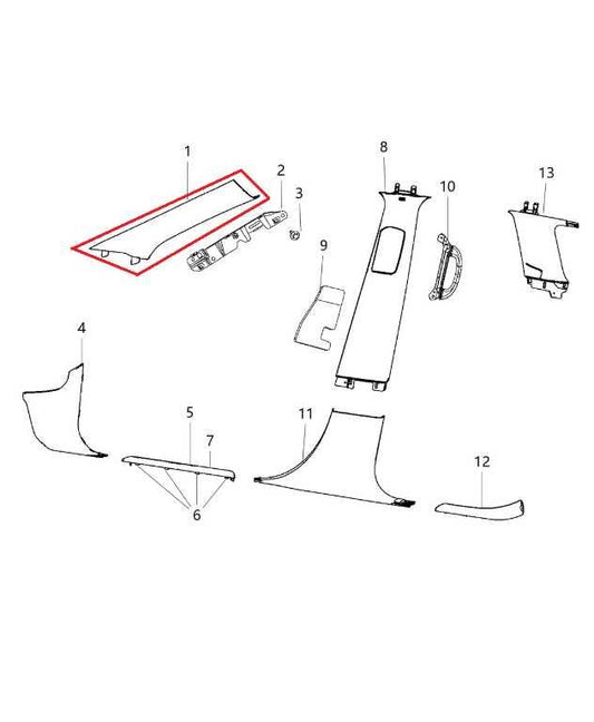 16-21 Jeep Grand Cherokee Front Right and Left A-Pillar Molding Trim 5VP02DX9AC - Alshned Auto Parts