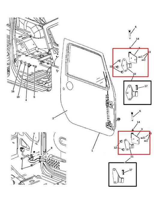 2007-18 Jeep Wrangler Sport 2dr Front Right Side Door Hinge Upper and Lower Pair - Alshned Auto Parts