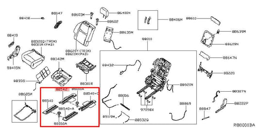 2014-20 Infiniti QX60 Rear Right and Left Side 2nd Row Seat Rail Track Cover Set - Alshned Auto Parts