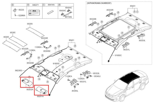 2016-20 Kia Optima LX Front Right Left Side Sun Visor Set w/ Illuminated Mirror - Alshned Auto Parts