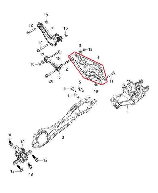 17-24 Chrysler Pacifica Limited FWD Rear Right Lower Control Arm 68218021AA OEM - Alshned Auto Parts