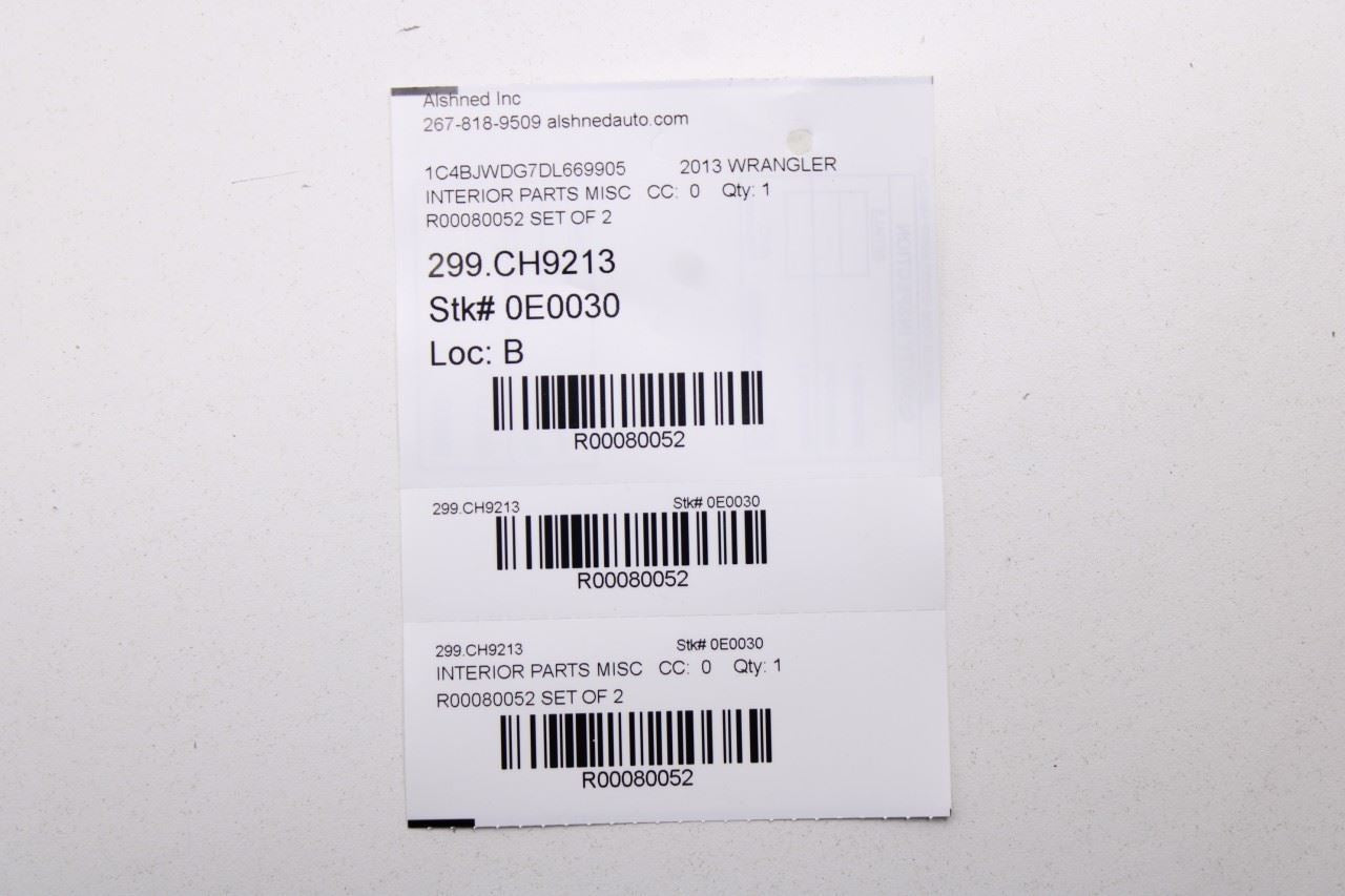 11-17 Jeep Wrangler Front Right and Left Side Upper A-Pillar Molding 1CA74TRMAF - Alshned Auto Parts