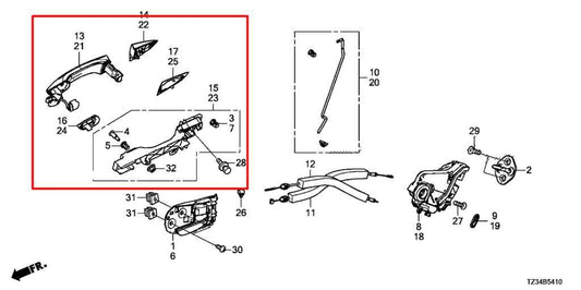 15-17 Acura TLX Tech Rear Driver Left Side Door Exterior Handle 72681-TZ3-A71ZA - Alshned Auto Parts