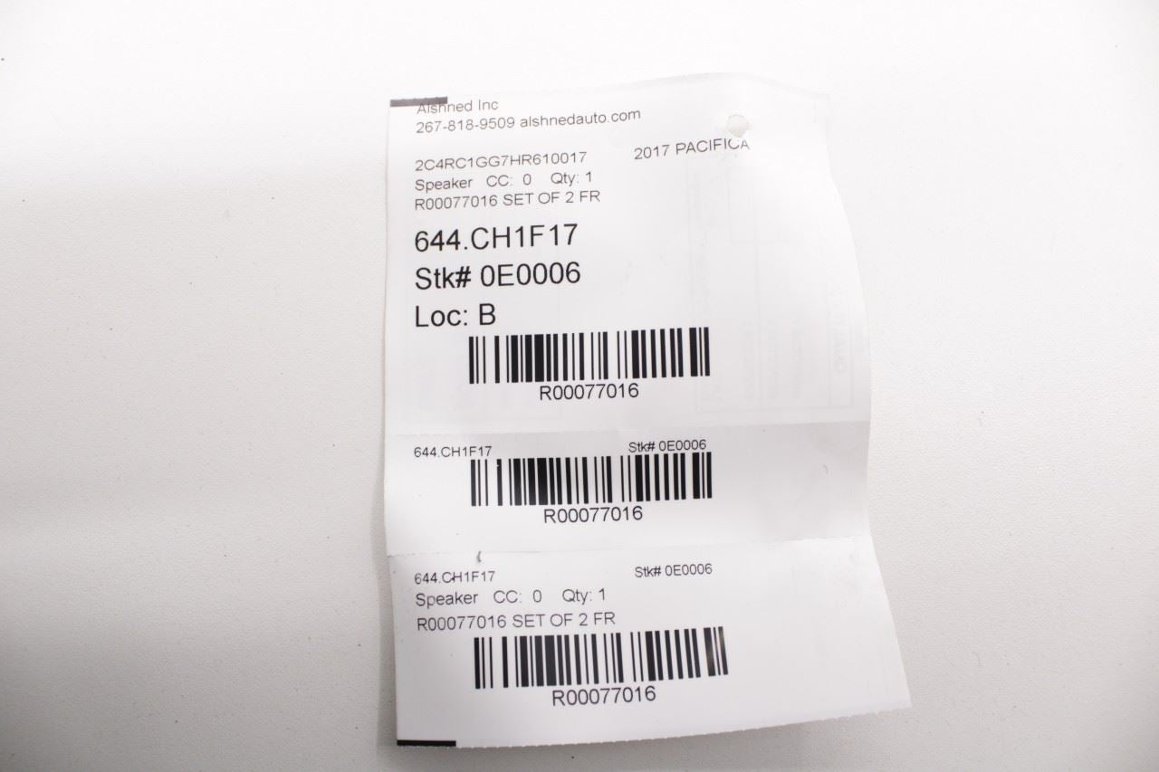17-24 Chrysler Pacifica Limited Front Right and Left Door Speaker 05064358AB - Alshned Auto Parts