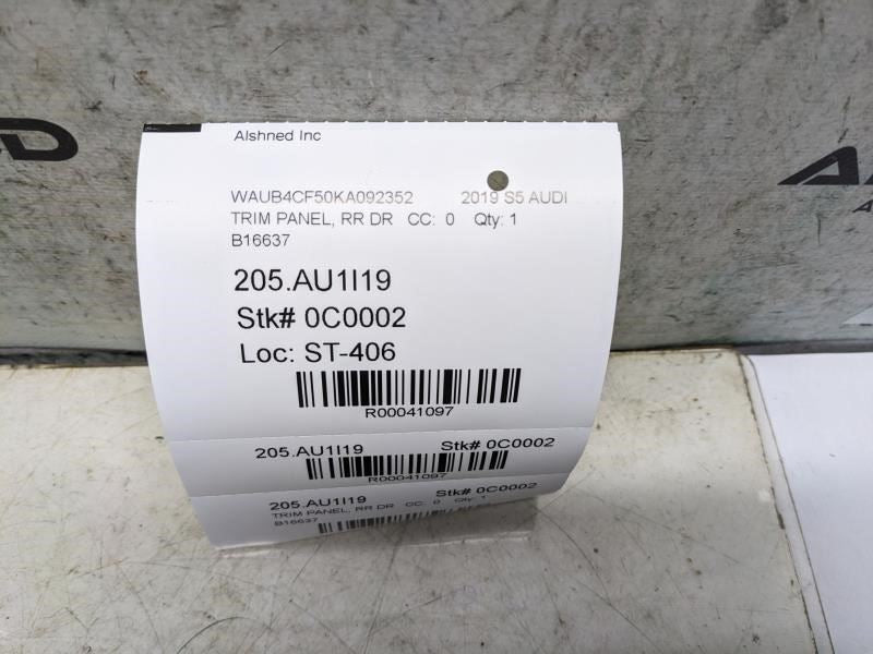 2018-2020 Audi S5 Rear Right Passenger Door Trim Panel 8W8-867-304-D-WFA OEM - Alshned Auto Parts