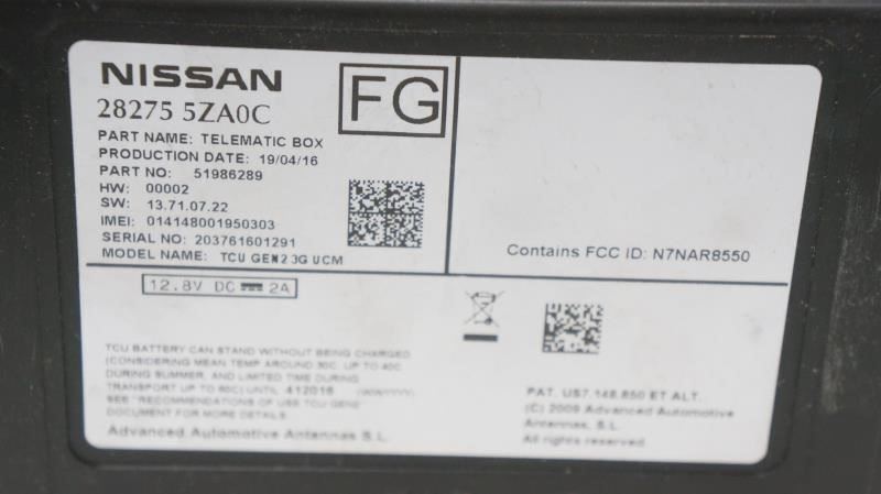 2016-2018 Infiniti Q50 Telematics Communication Control Module 282755ZA0C OEM - Alshned Auto Parts