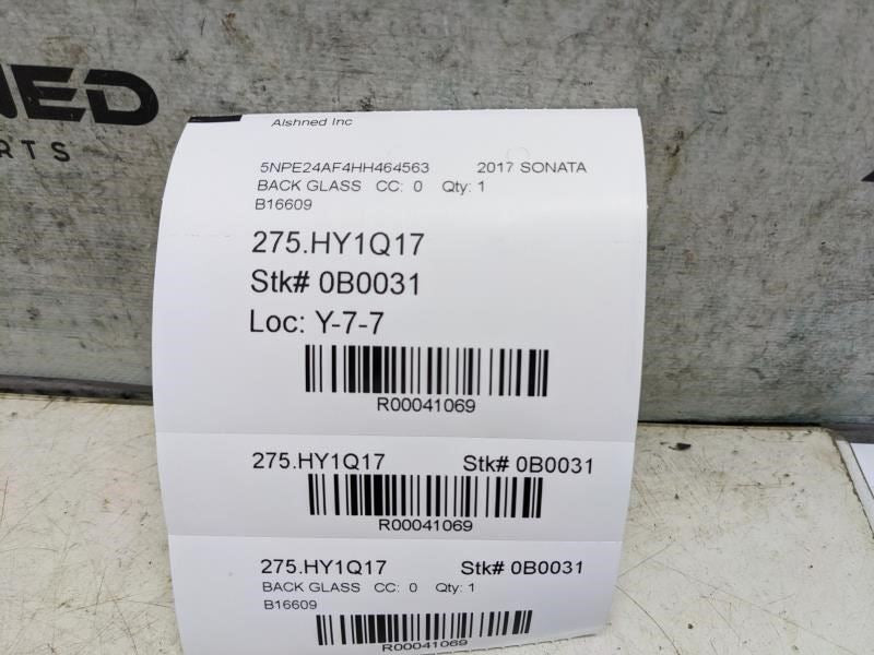 2015-2019 Hyundai Sonata Rear Back Window Glass Solar Heated 87110-C2000 OEM - Alshned Auto Parts
