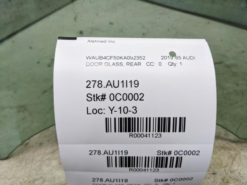 2019-2023 Audi S5 Rear Right Passenger Side Door Window Glass 8W8-845-206 OEM - Alshned Auto Parts