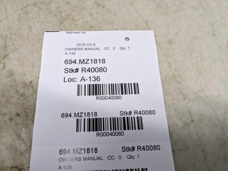 2018 Mazda CX-9 Owners Manual set with Case 8GC3-EA-17G OEM - Alshned Auto Parts