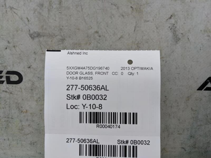 2011-16 Kia Optima LX Sedan FR LH Door Glass w Solar w Tempered 82411-2T010 OEM - Alshned Auto Parts