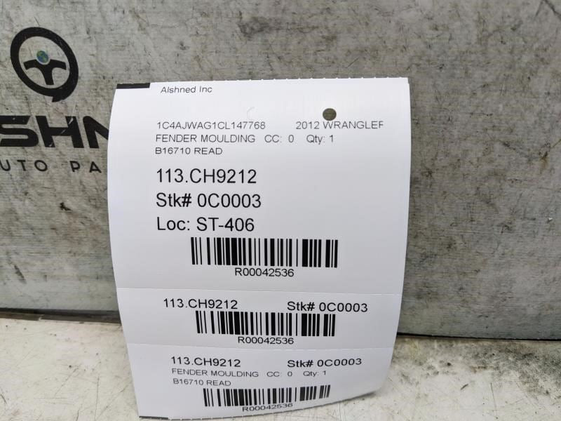 2007-2018 Jeep Wrangler Front Left Fender Flare Molding 5KF09TRMAG OEM *ReaD* - Alshned Auto Parts
