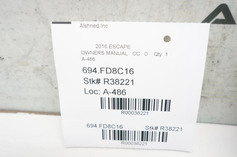 2016 Ford Escape Owners Manual set with Case GJ5J-19A321-AA OEM - Alshned Auto Parts