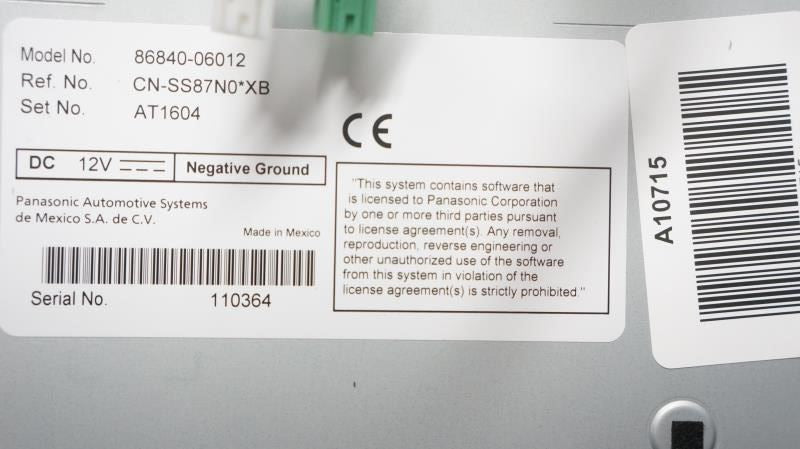 2018 Toyota Sienna Navigation Control Module 86840-06012 OEM - Alshned Auto Parts