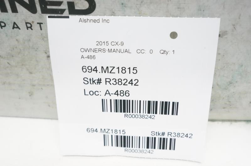 2015 Mazda CX-9 Owners Manual set with Case 8DU1-EA-14H OEM - Alshned Auto Parts